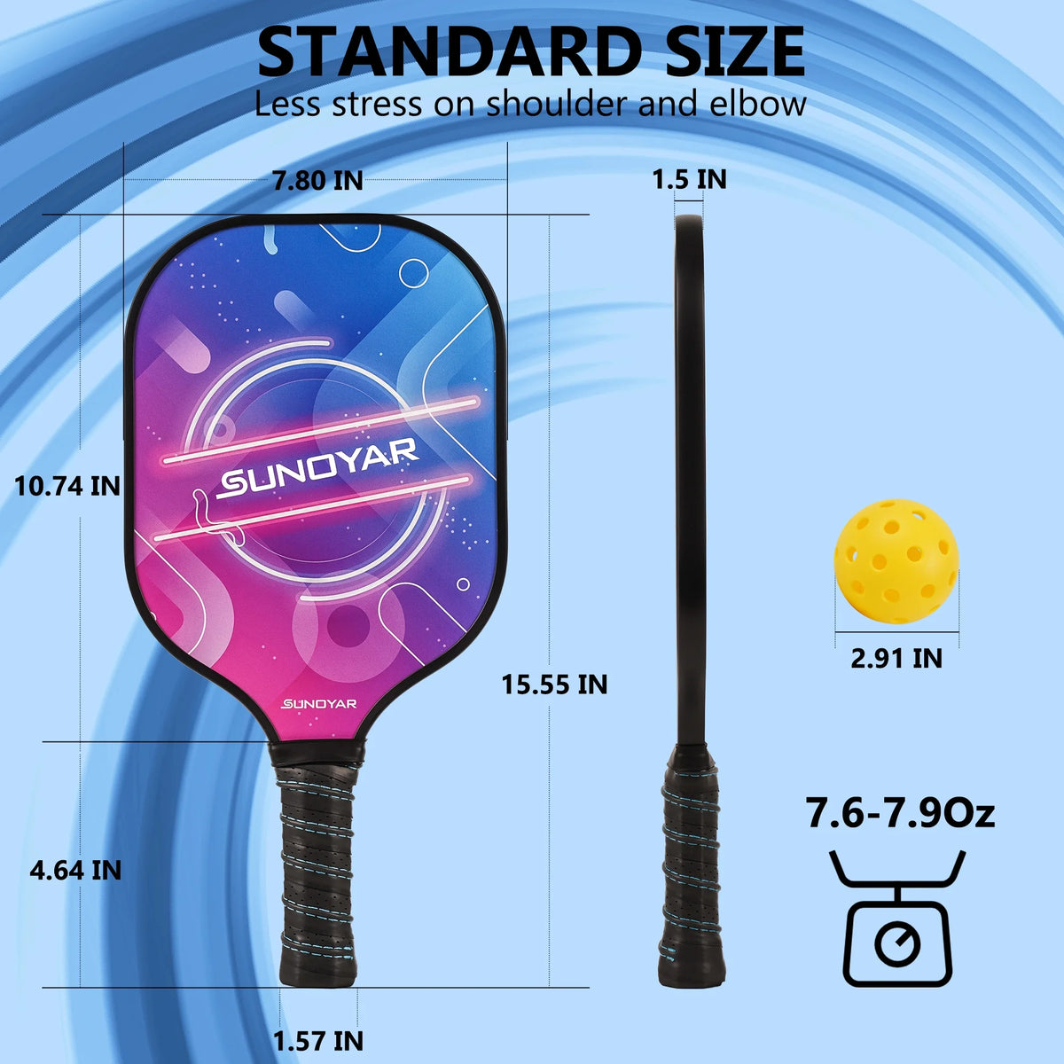 Fiberglass Pickleball Paddles Set of 2 with 4 Balls and 1 Bag C8061