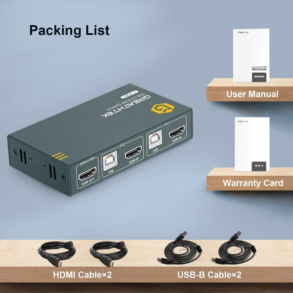 HDMI KVM Switch 2 Port 4K with USB and HDMI Cables R649242