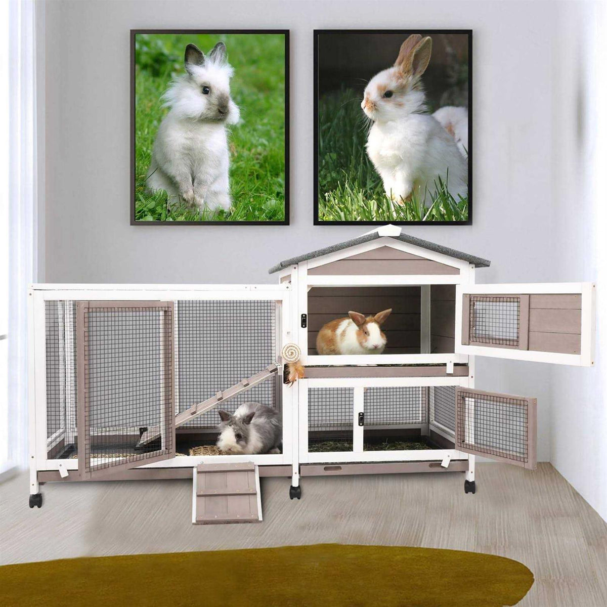 Rabbit Hutch 2 Story with 3 No Leak Trays A7159