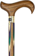 Green Blue Inlaid Derby Walking Cane with Ovangkol Shaft Z4832