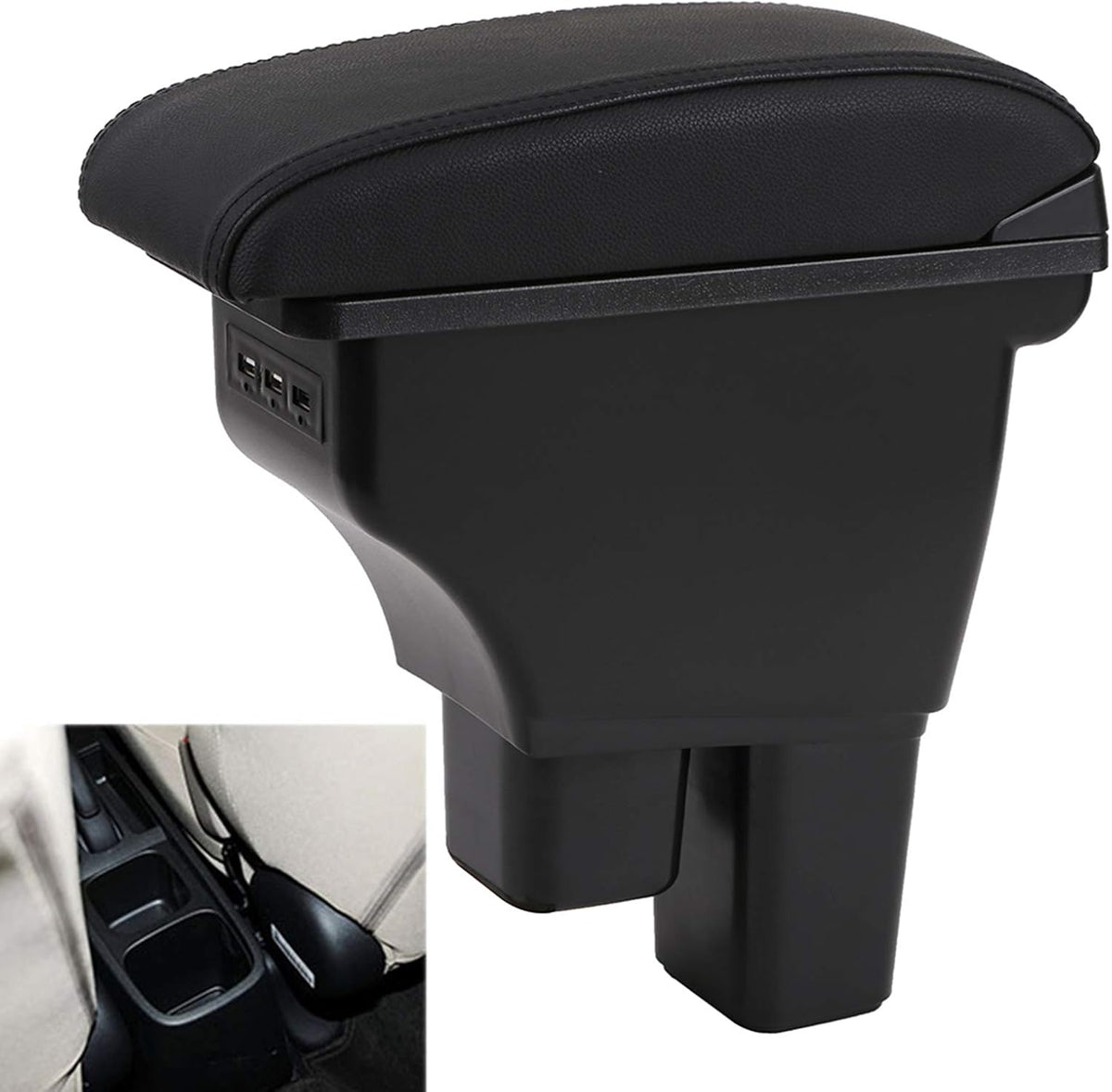 Black Car Armrest Box with 3 USB Ports E48765