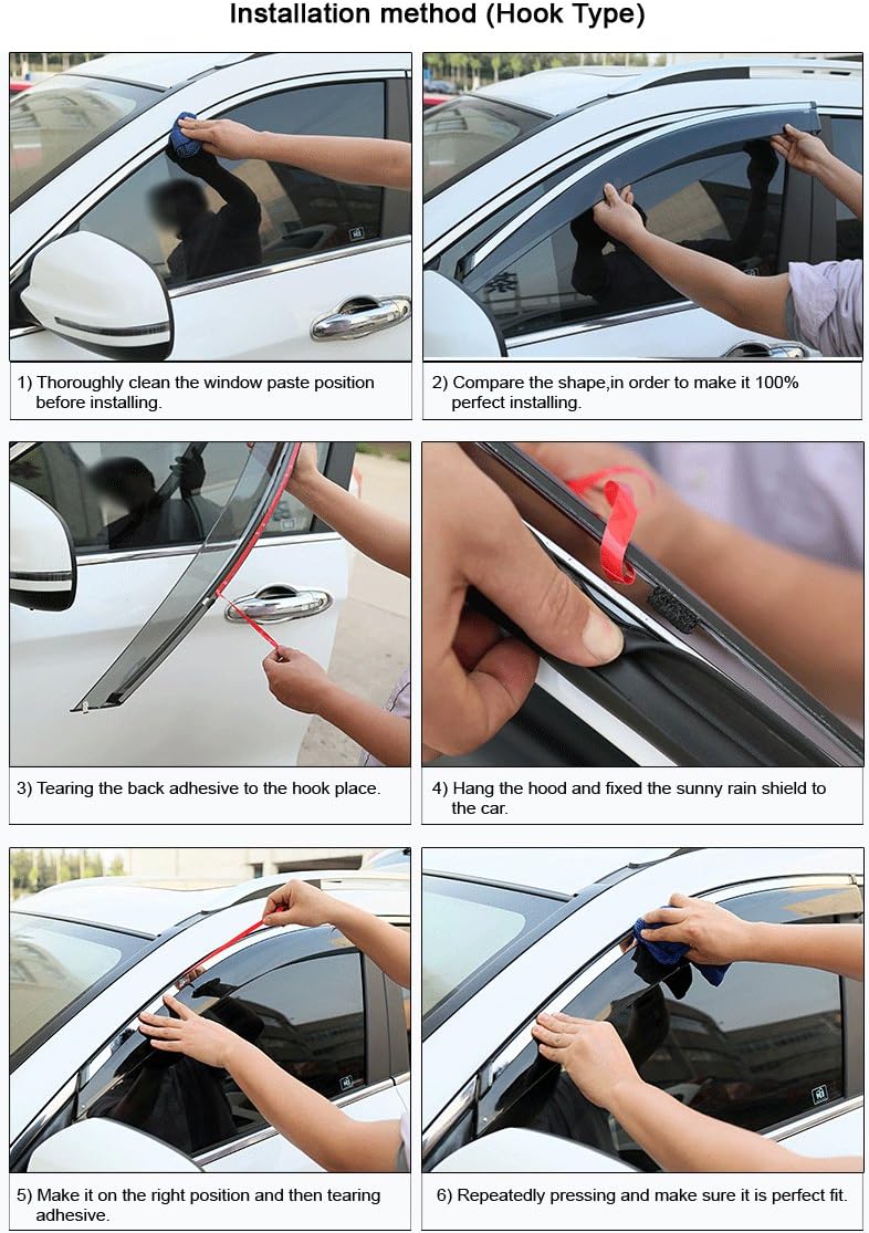 Car Window Visor Vent Shade Deflector Sun Rain Guards E517