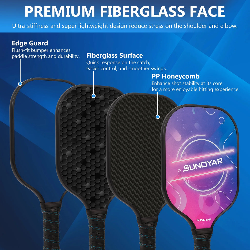 Fiberglass Pickleball Paddles Set of 2 with 4 Balls and 1 Bag C8061