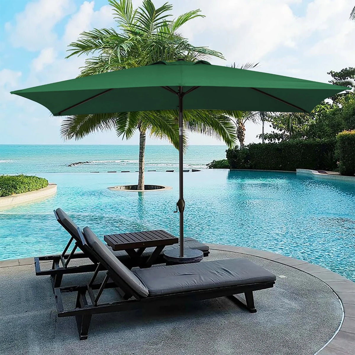 6.5' x 10' Rectangular Beige Patio Umbrella J7604