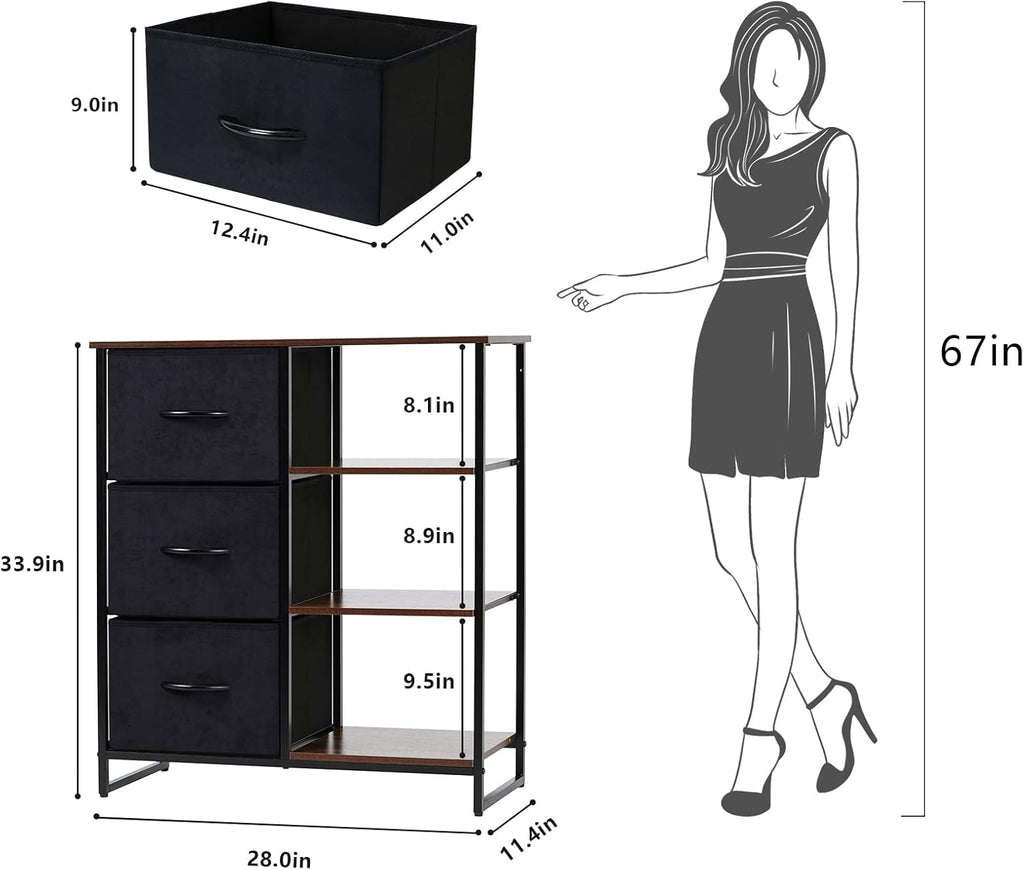 3 Drawer Dresser with Shelf R669