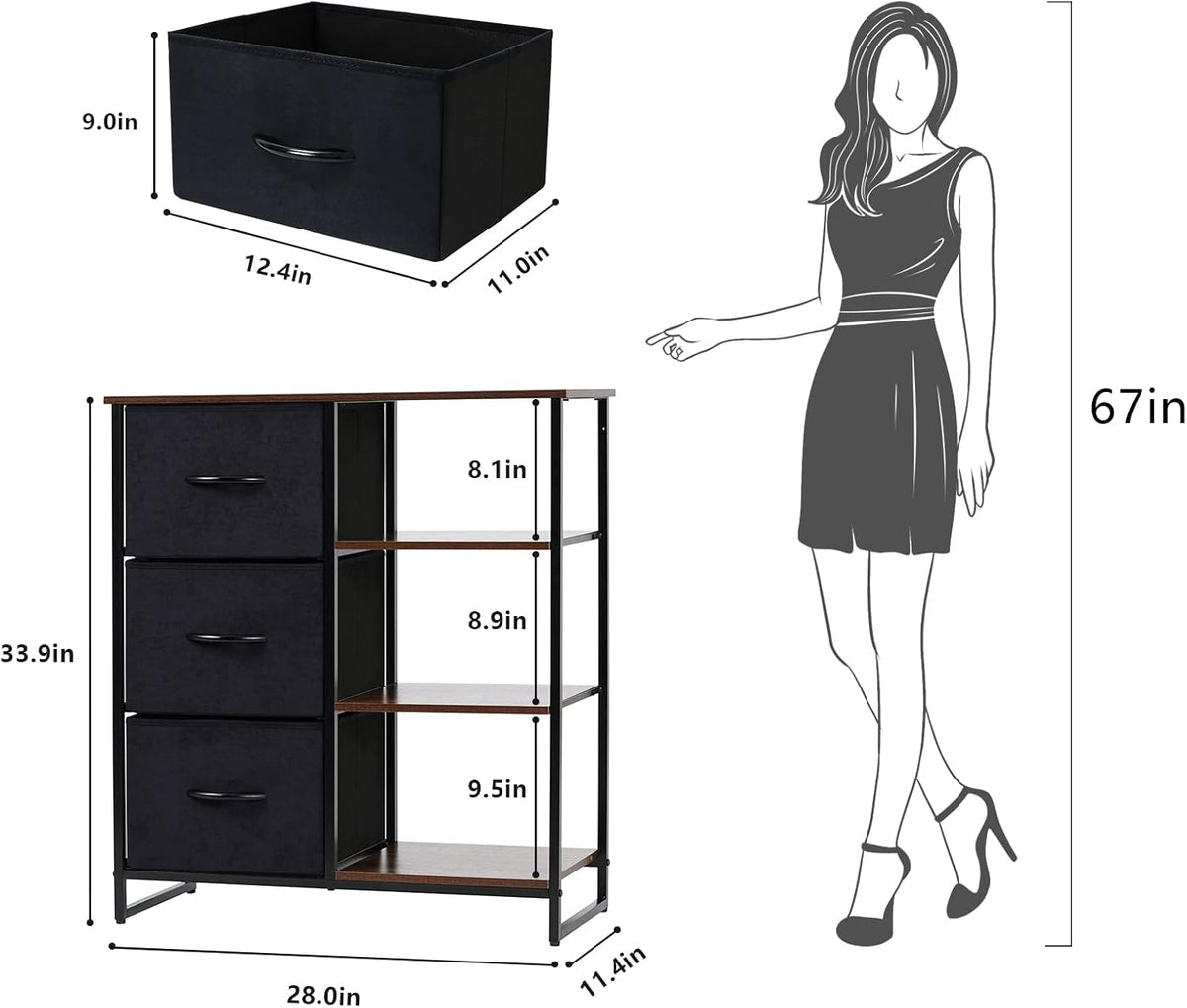 3 Drawer Dresser with Shelf R669