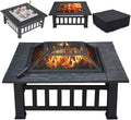32in Square Metal Fire Pit Table P50519