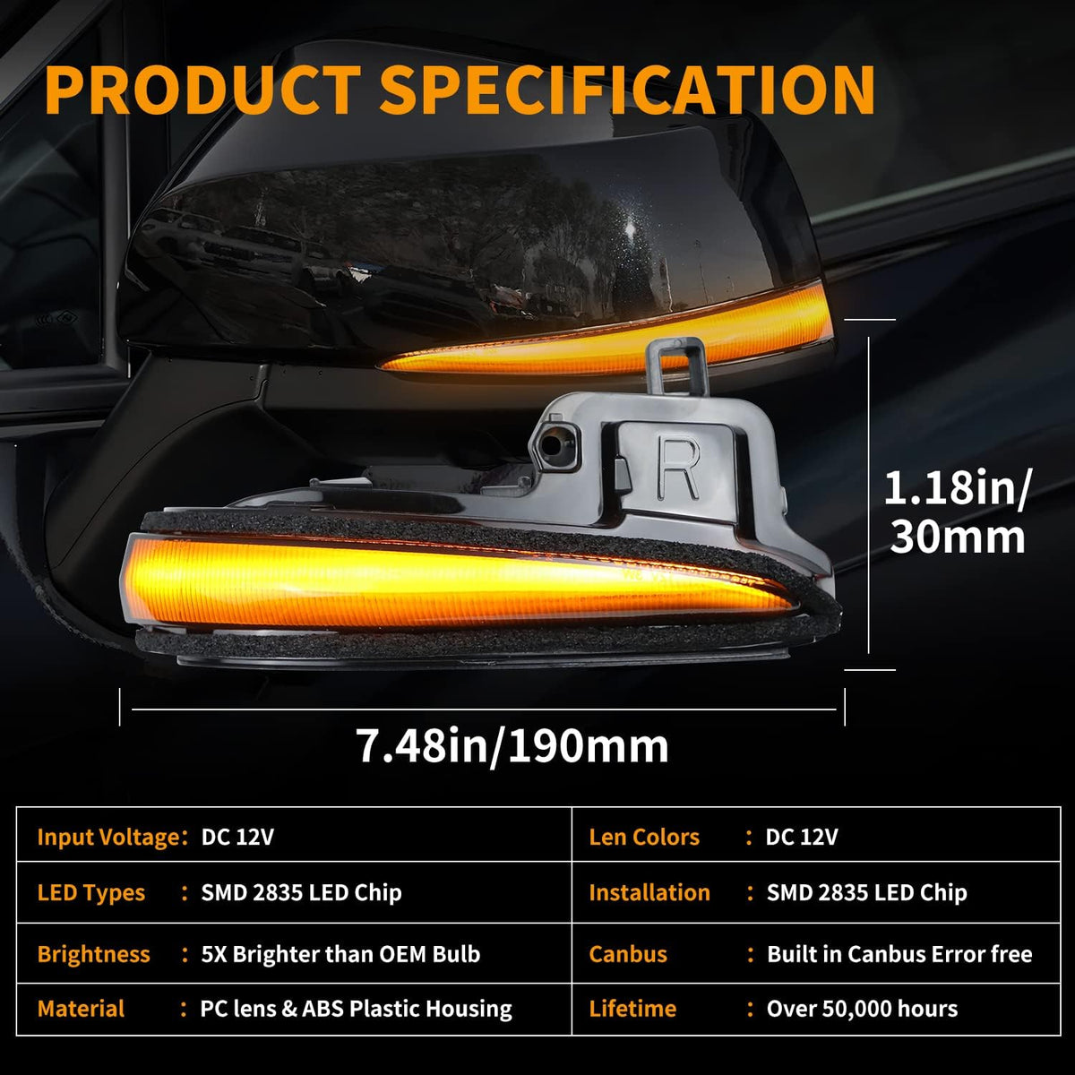 Smoked Led Mirror Turn Signal Indicator Lights M4657