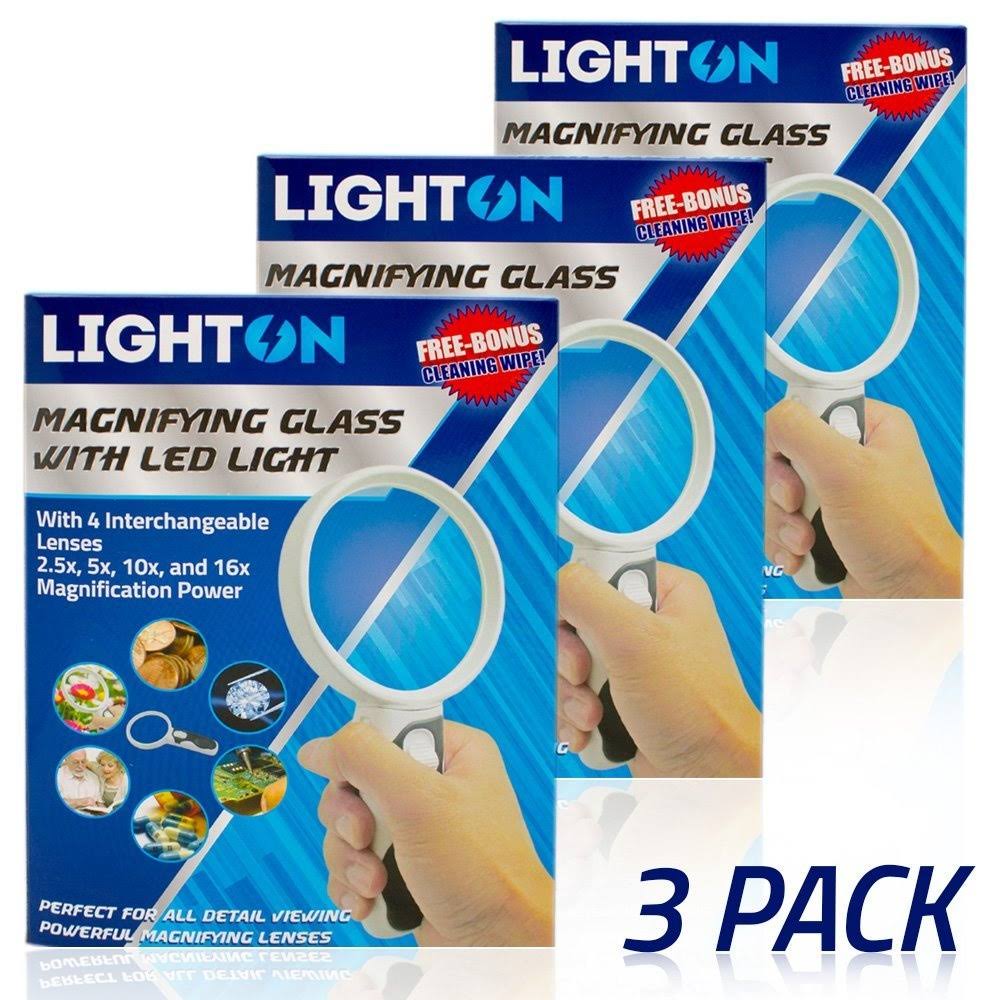LED Magnifying Glass with 4 Interchangeable Lenses 2.5x 5X 10x 16x Magnification H199