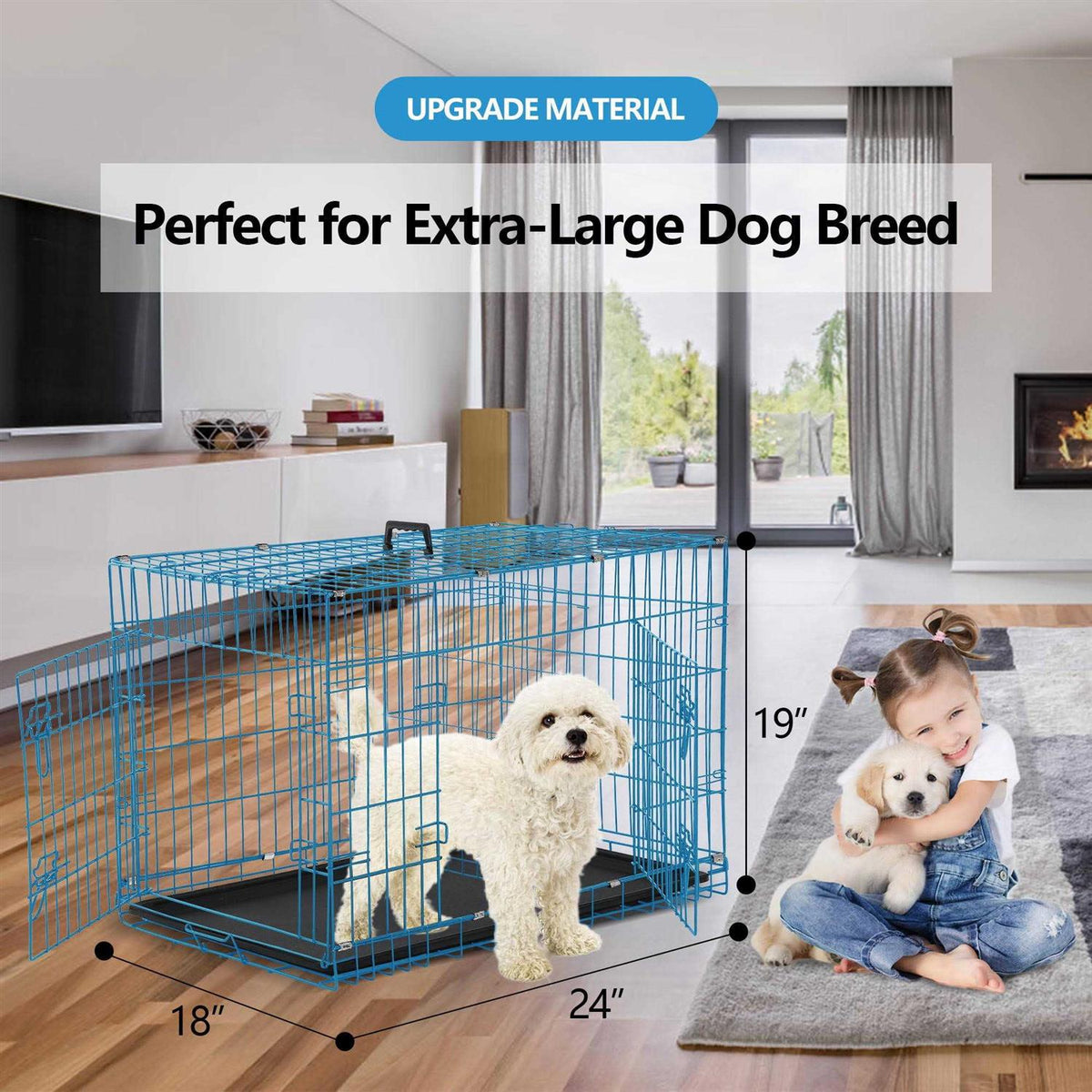 Folding Dog Cage Double Door C337