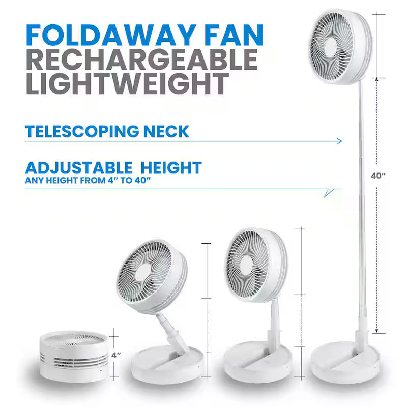 2-in-1 Adjustable-Height 40 in. Portable Rechargeable 3-Modes Pedestal Fan C308