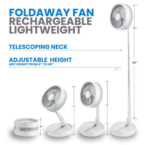 2-in-1 Adjustable-Height 40 in. Portable Rechargeable 3-Modes Pedestal Fan C308