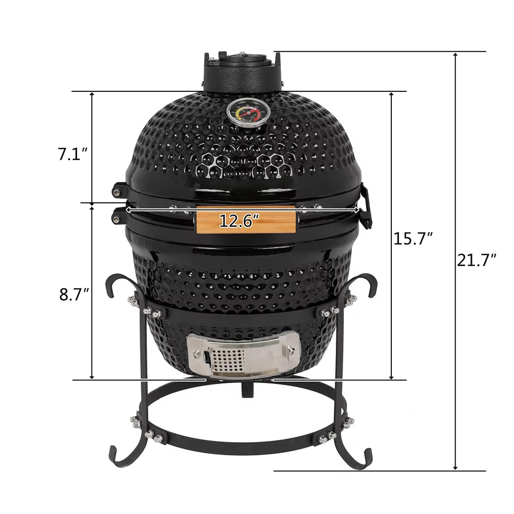 13in Black Ceramic Charcoal Kamado Grill Q2111