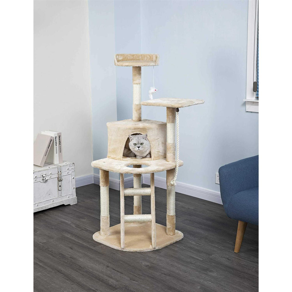 Beige Cat Tree Condo with Sisal Covered Posts Q593
