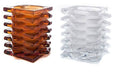 Amber and Clear Stacked Glass Candle Holders Pack of 12 U7882