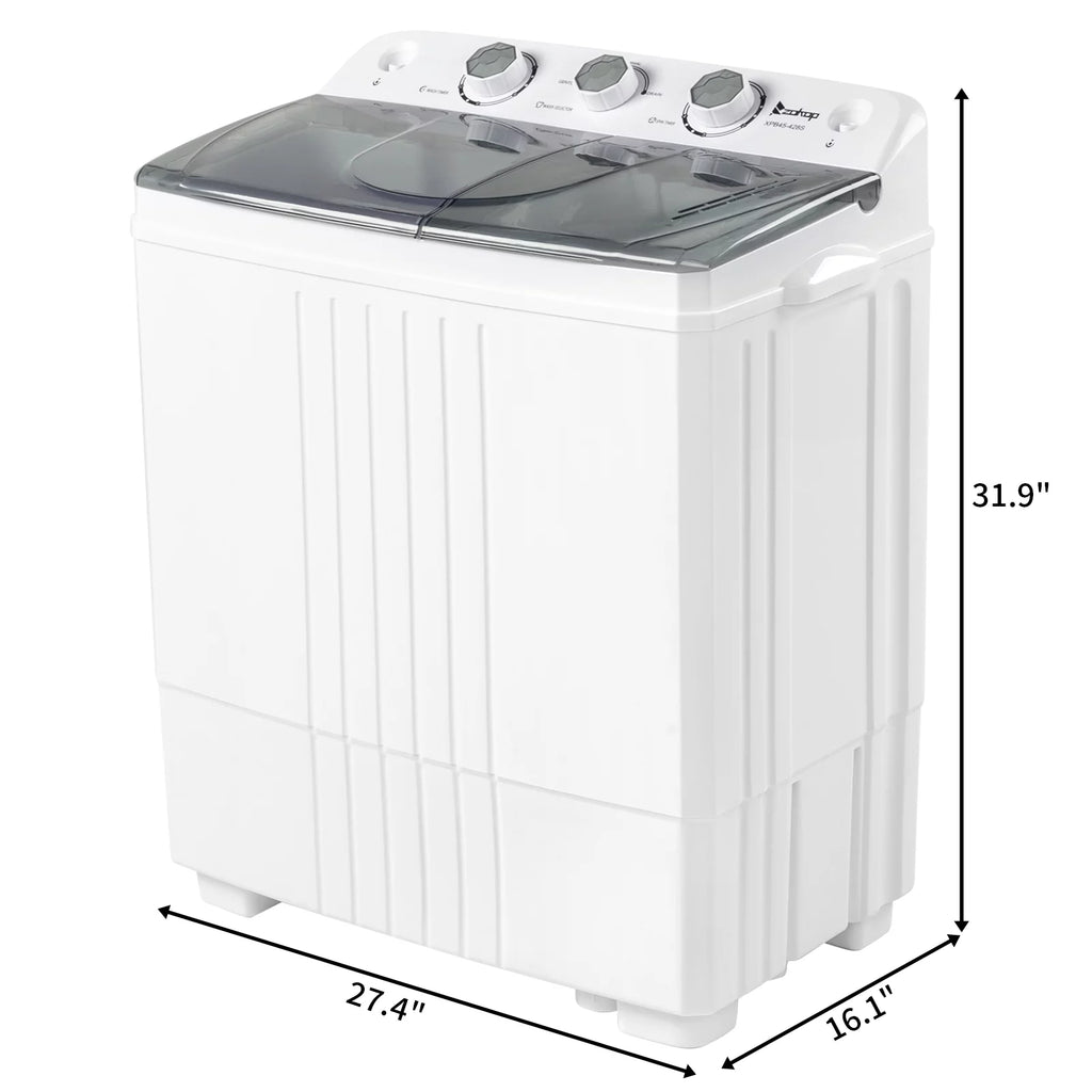 20LBS Portable Compact Twin Tub Washing Machine Washer Dryer, Gray J94247