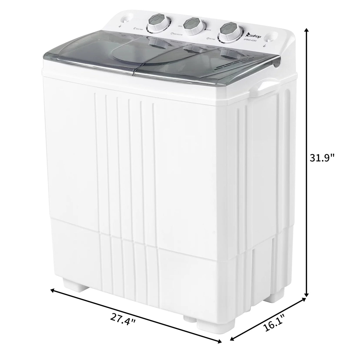 20LBS Portable Compact Twin Tub Washing Machine Washer Dryer, Gray J94247