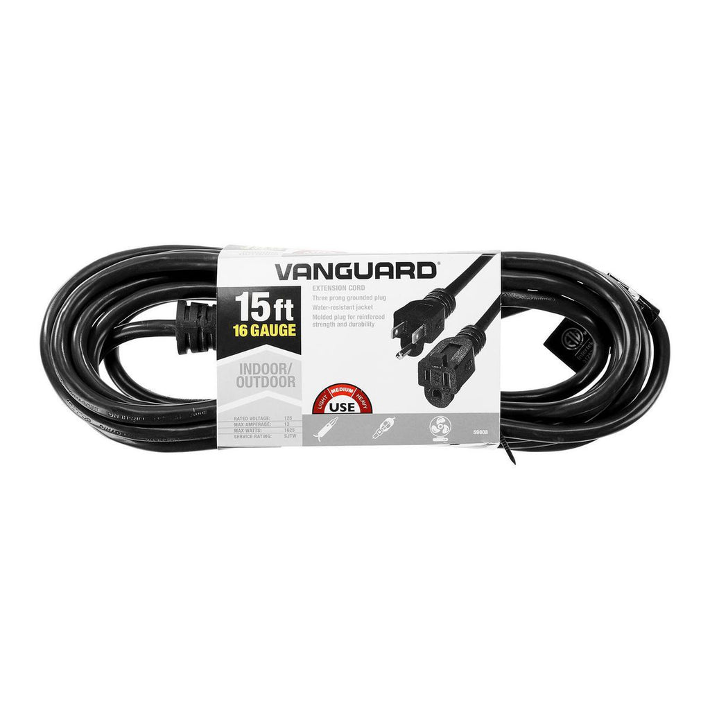 15 ft. 16/3 Gauge Indoor/Outdoor Extension Cord, Black X4261