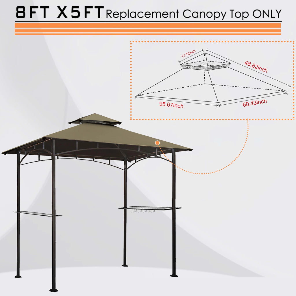 5x8 Double Tiered Grill Gazebo Replacement Canopy V692305