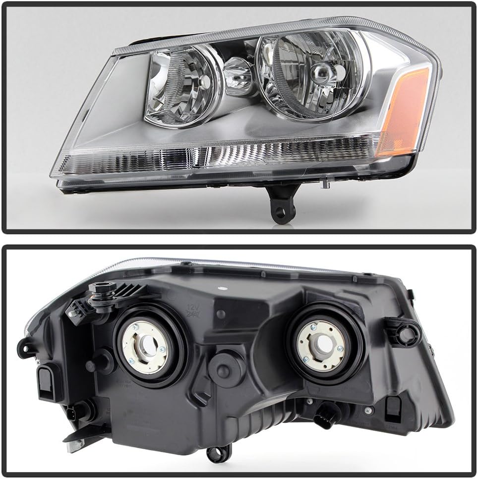 2008-2014 Dodge Avenger Chrome Housing Headlights Replacement Pair Set Z281318