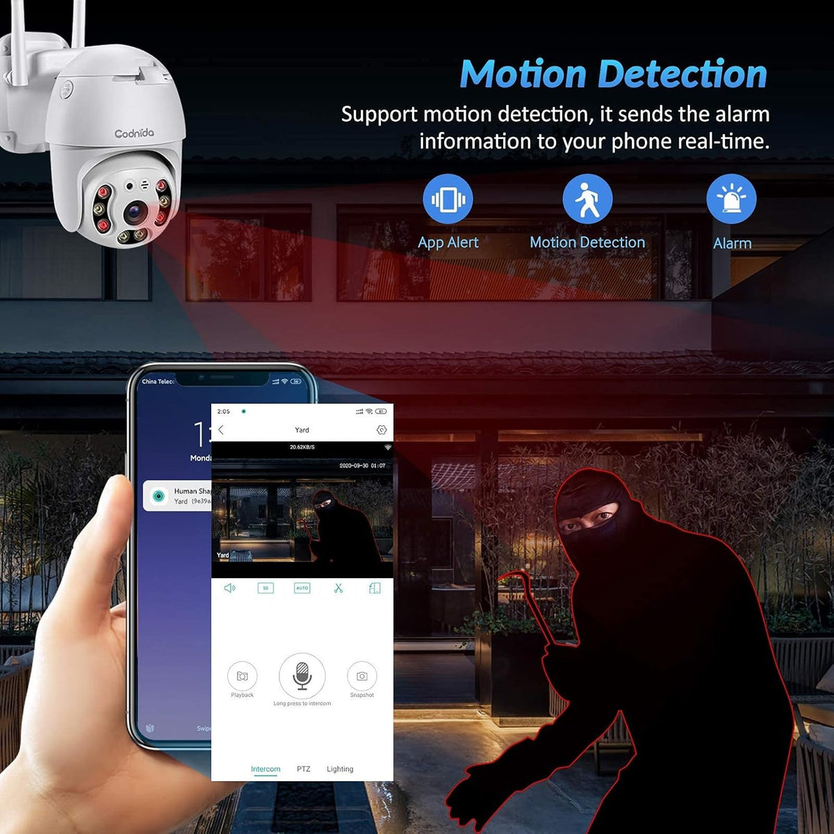 Outdoor Pan Tilt Wireless WiFi Security Camera 1080P PTZ Dome B4623
