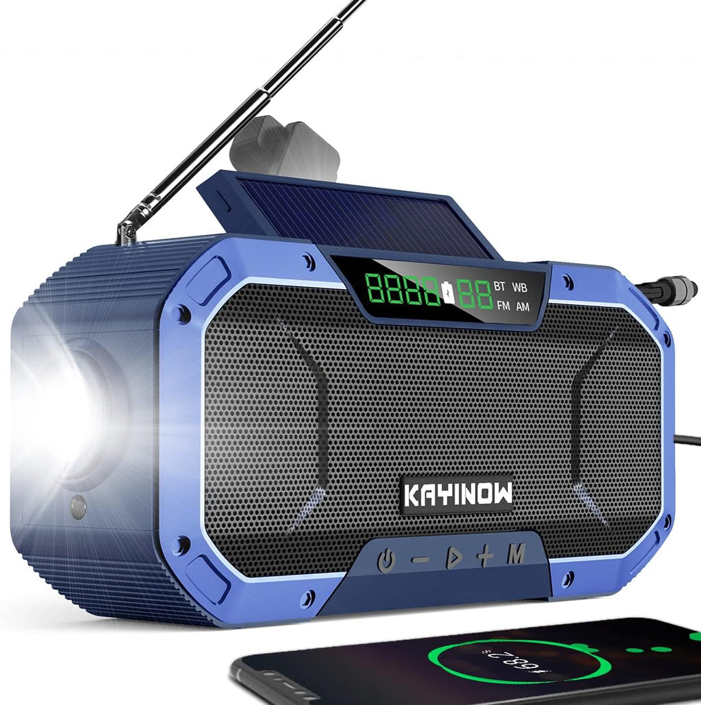 Portable Waterproof AM FM NOAA Weather Radio with Flashlight and Solar Hand Crank C21149
