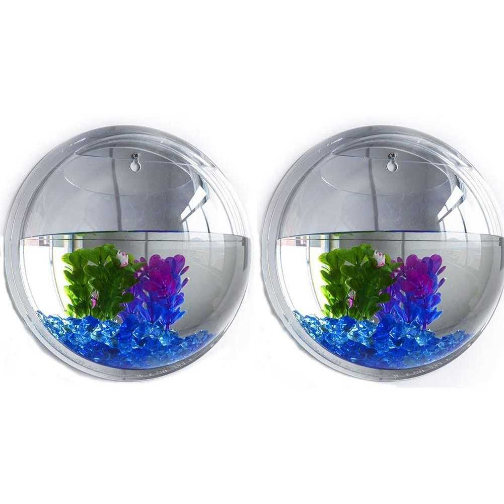 5.9” Wall Mounted Clear Acrylic Round Fish Tank Vase E1986