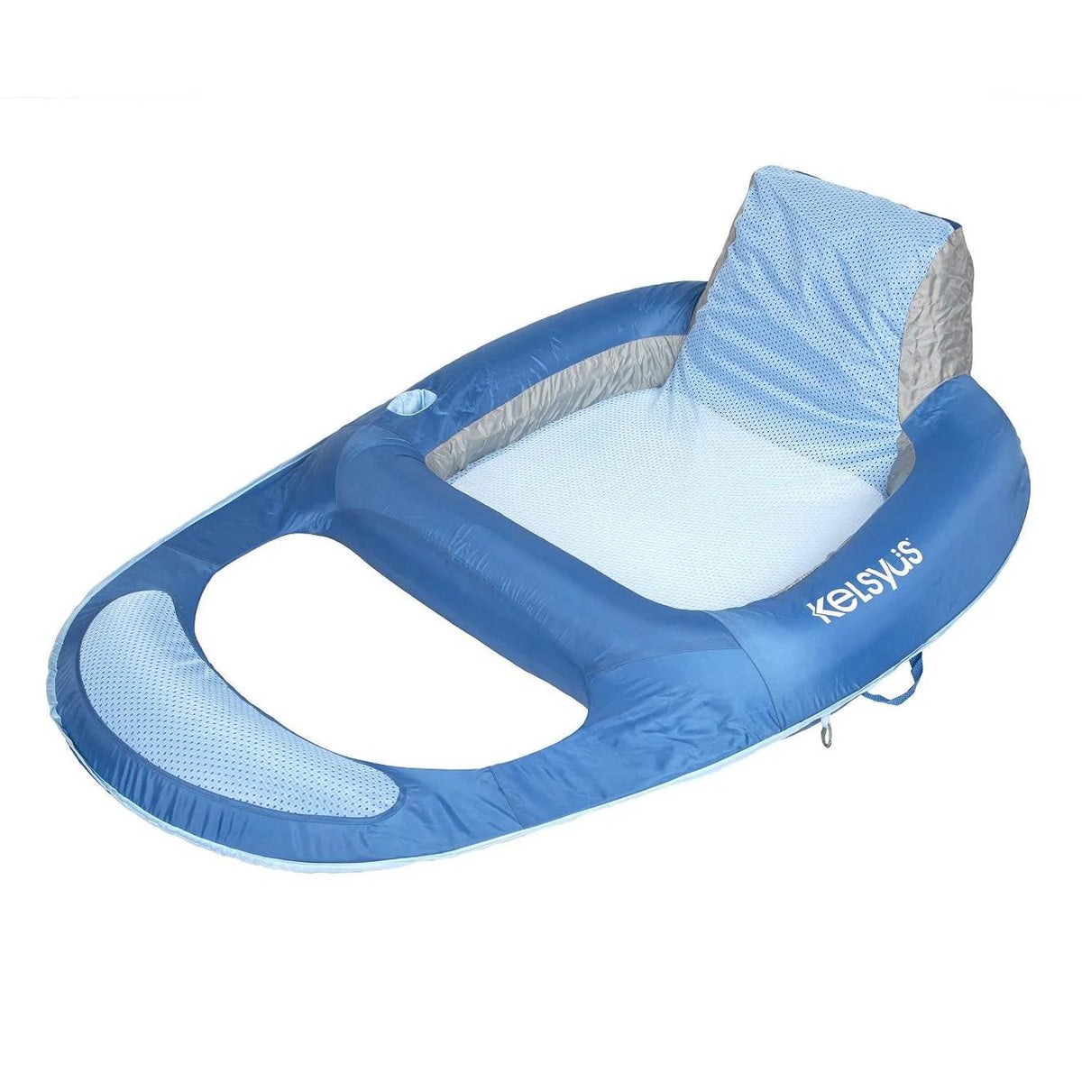 Blue Inflatable Floating Pool Lounger with Cup Holder E99241