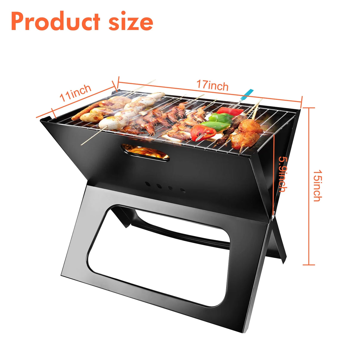 Foldable Charcoal Stainless Steel BBQ Grill P3177