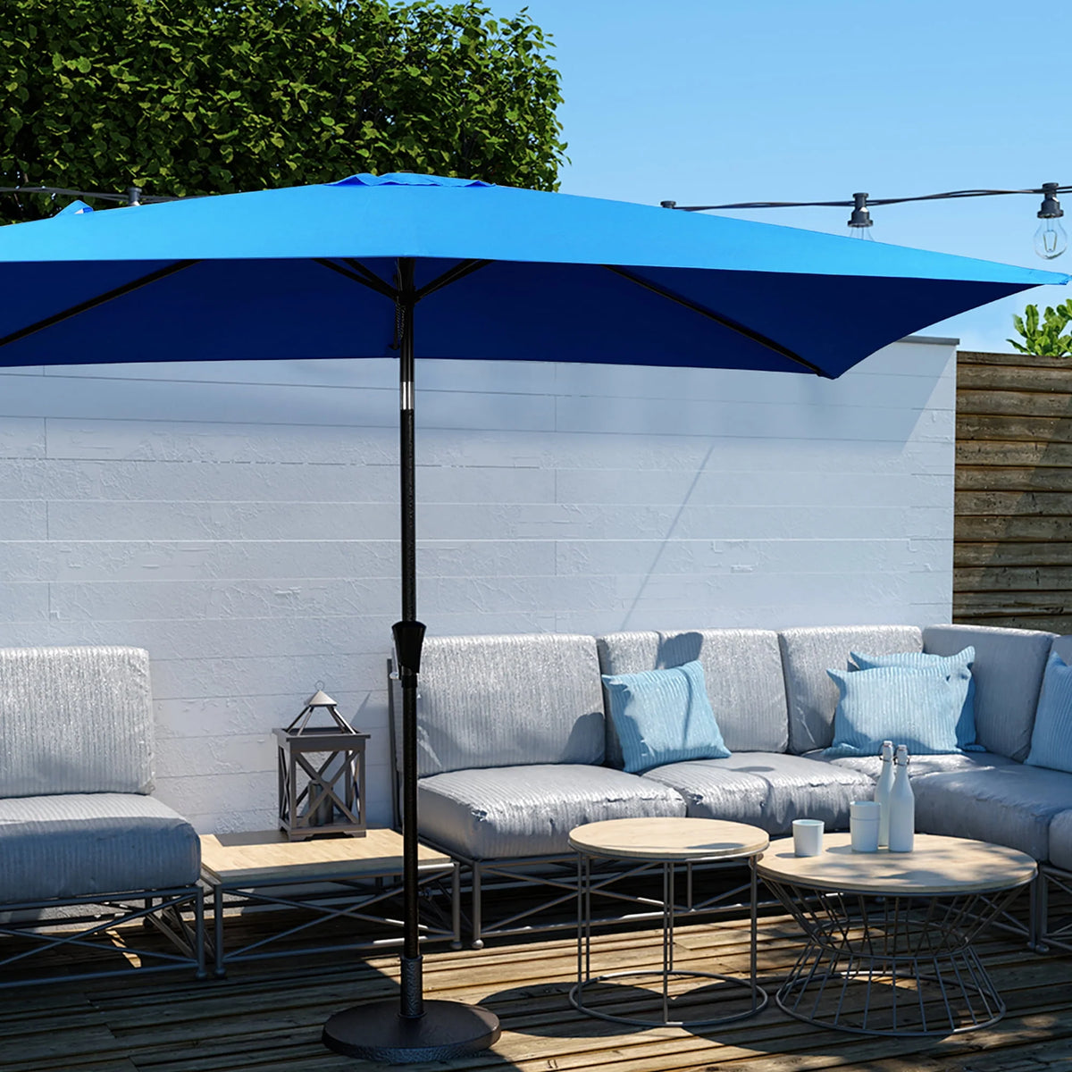 6.5' x 10' Rectangular Beige Patio Umbrella J7604