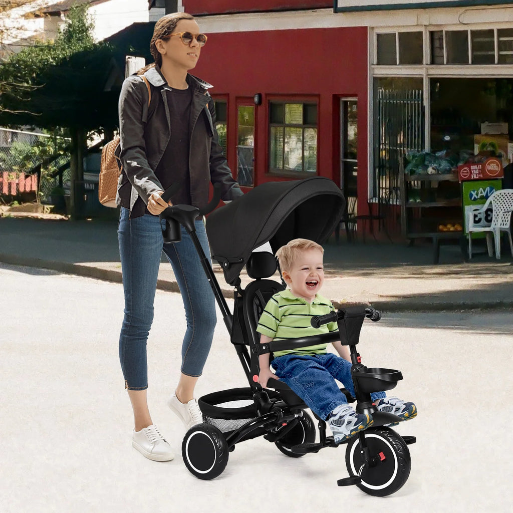 Folding Toddler Tricycle with Adjustable Canopy and Storage M59371