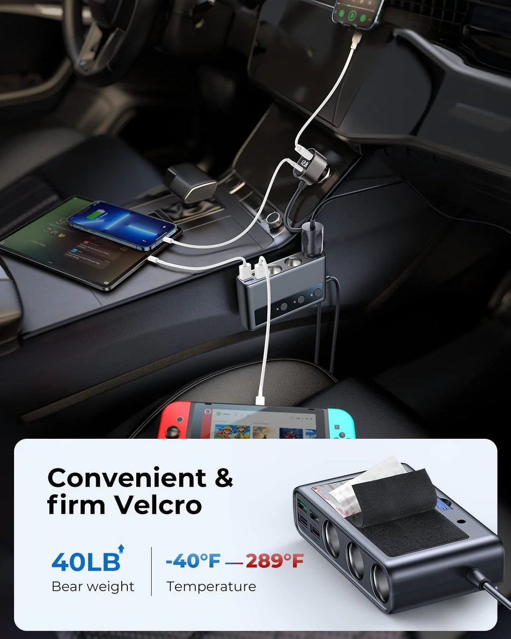 3 Socket 154W PD & QC 3.0 USB Car Charger O583