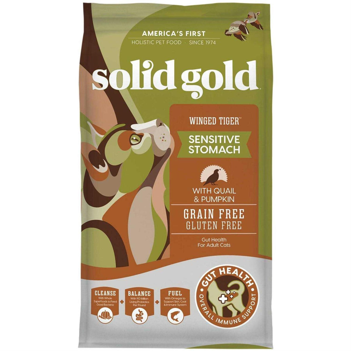 Solid Gold Winged Tiger Quail & Pumpkin Adult Dry Cat Food Y380