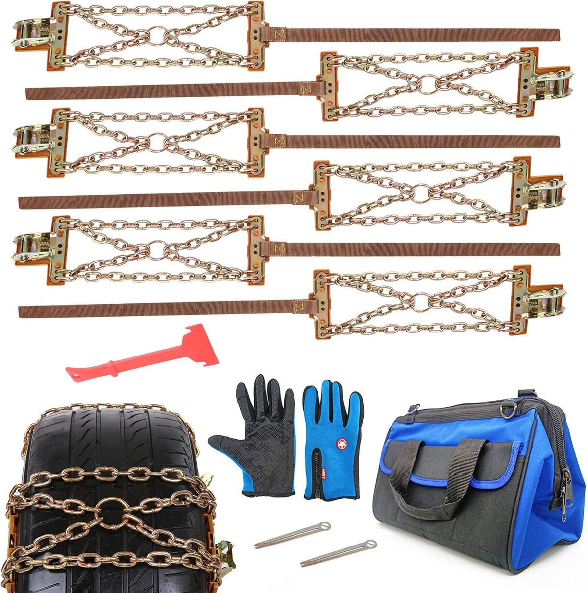 Upgraded Tire Chains, Adjustable Heavy Duty 6 Packs N824764