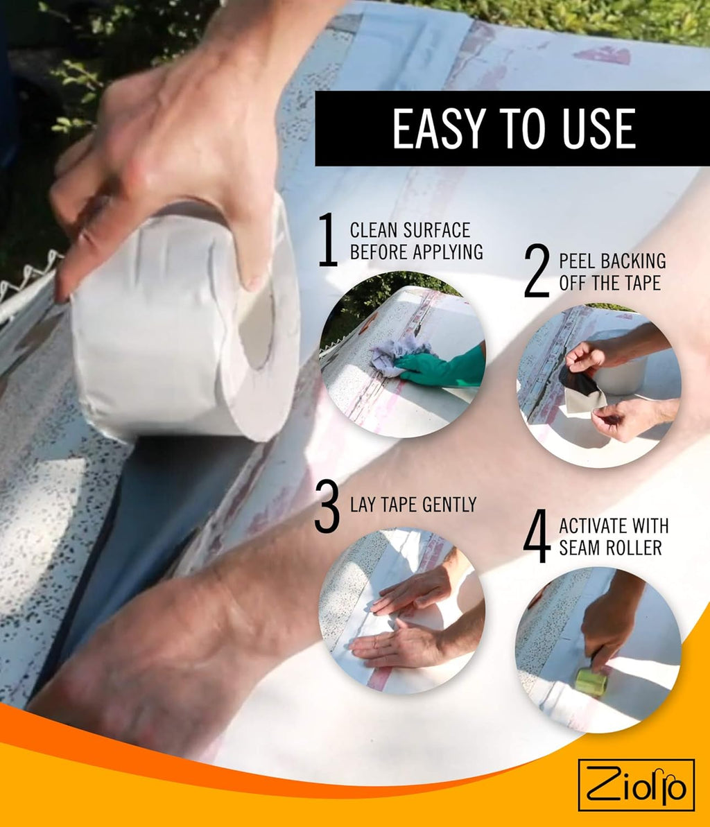 White 4-inch x 50 Foot Roll RV Flex Repair Tape Q521