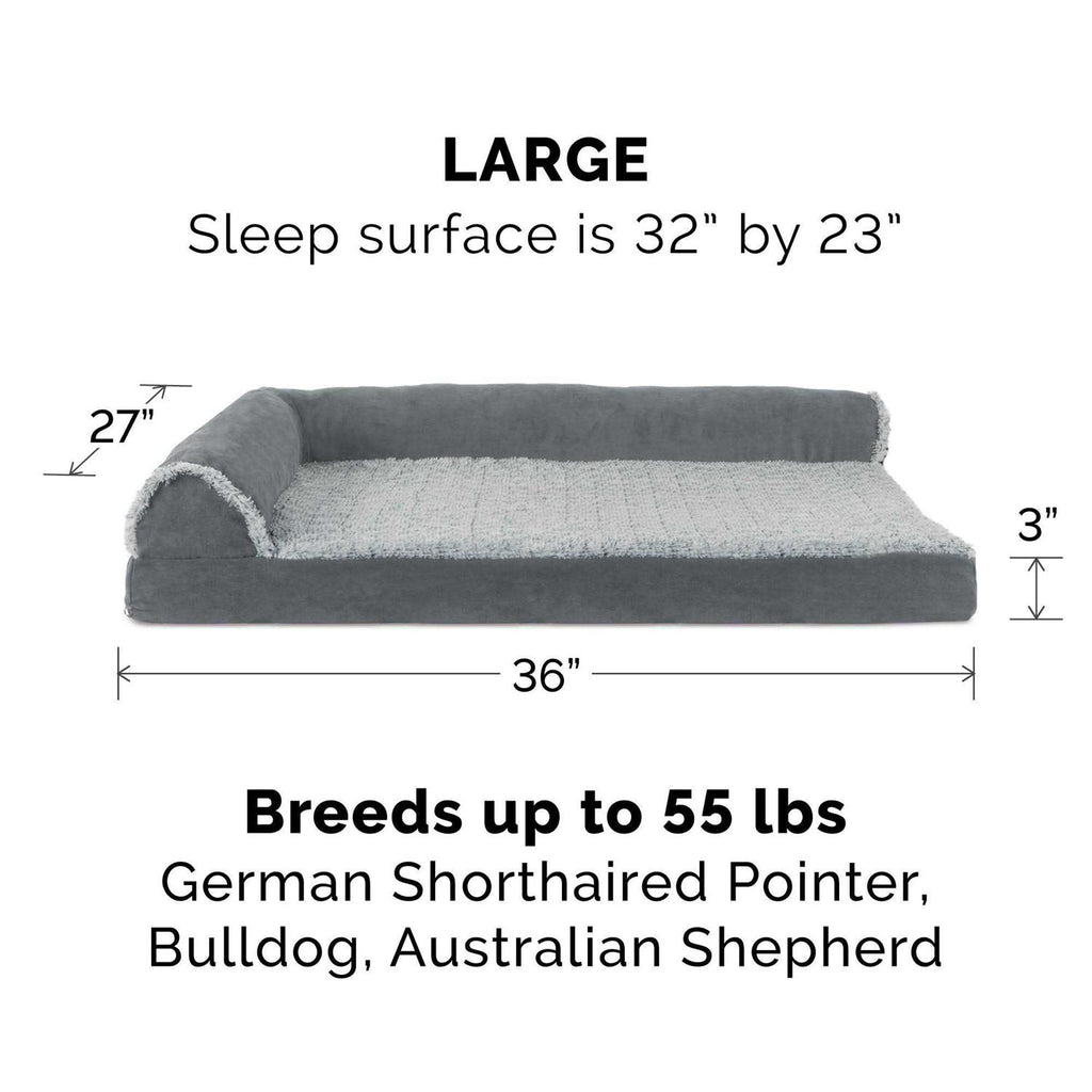 Two-Tone Faux Fur Suede Chaise Lounge Dog Bed L768