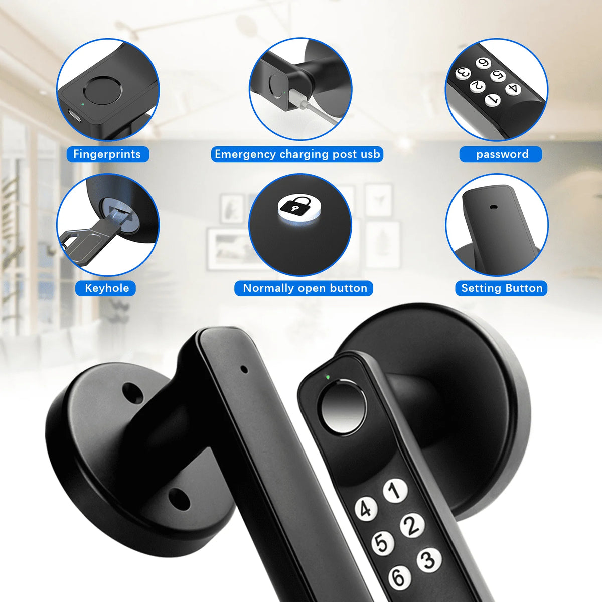 Fingerprint Keyless Entry Door Lock with Keypad E461