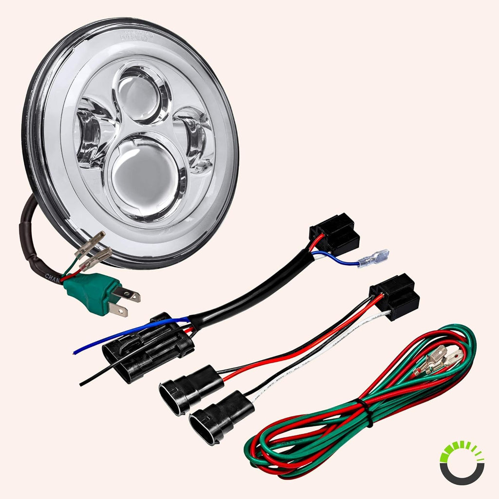 7 CREE LED Chrome Headlight with Halo DRL 4500 Lumen Pack of 2 R20112