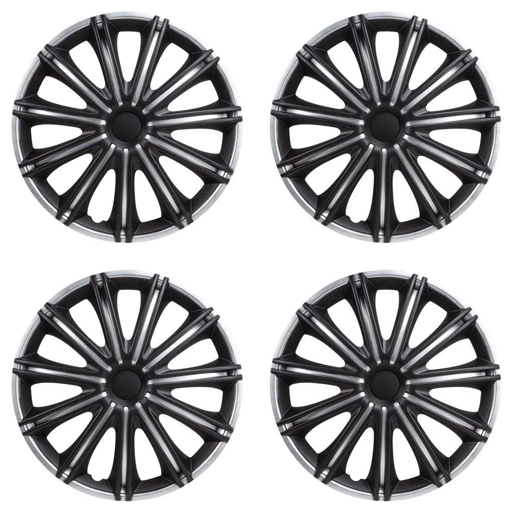 Silver & Black Set of 4 Wheel Covers Z580