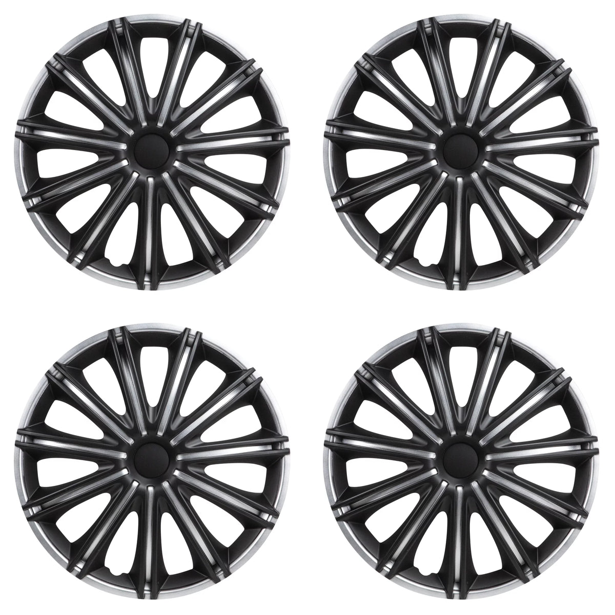 Silver & Black Set of 4 Wheel Covers Z580