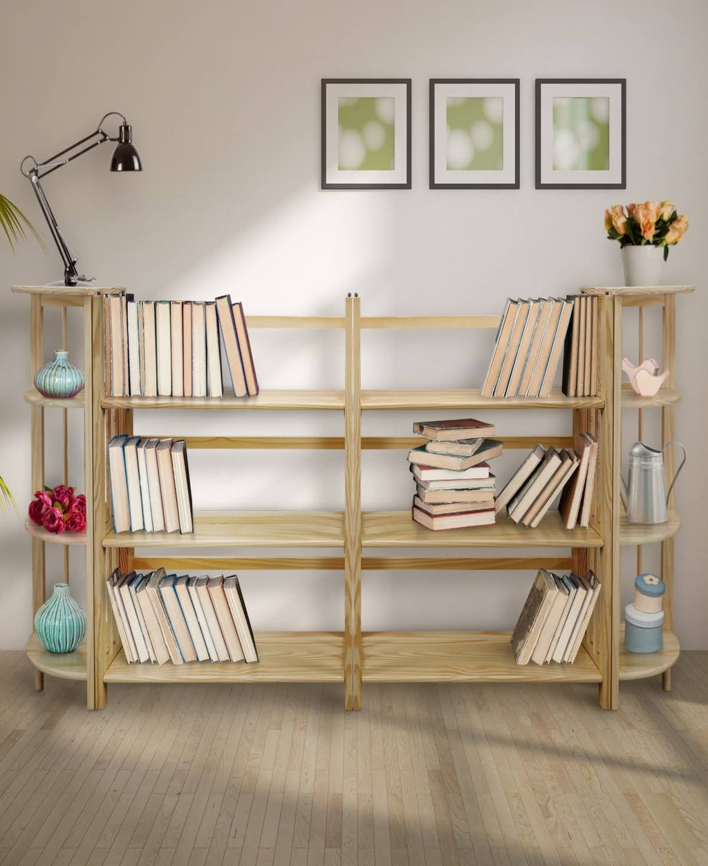 Black 4-Shelf Corner Folding Bookcase H875597