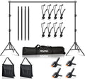 Photo Video Studio Backdrop Stand with 8 Spring & 4 Clips, 6.5ft x 10ft Adjustable Muslin Background Support System Kit with Sand Bag, Carry Bag B577975