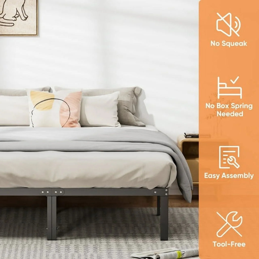 Twin Size Metal Platform Bed Frame with Headboard and Footboard C63310