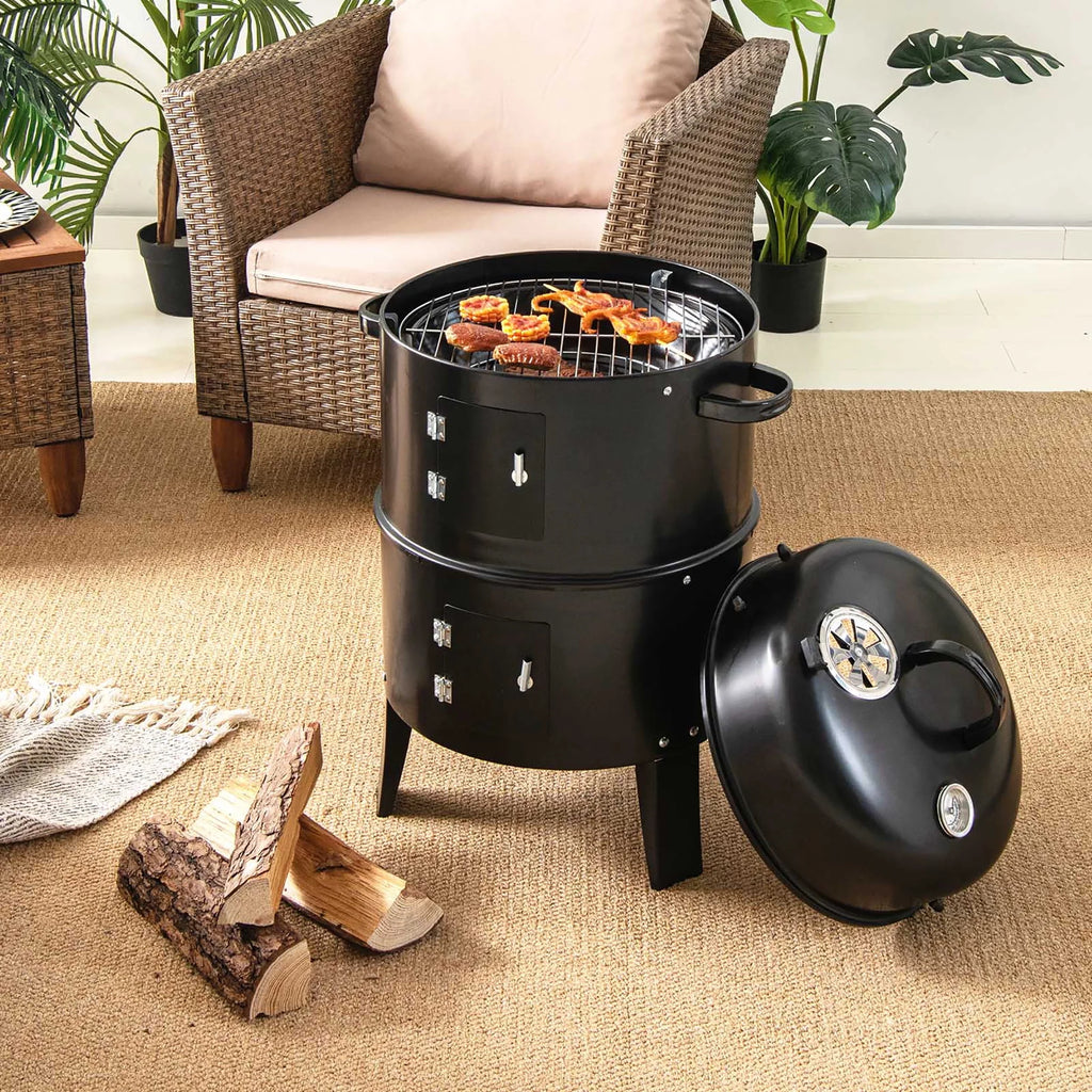 3-in-1 Vertical Charcoal Smoker Grill with 2 Layer V293057