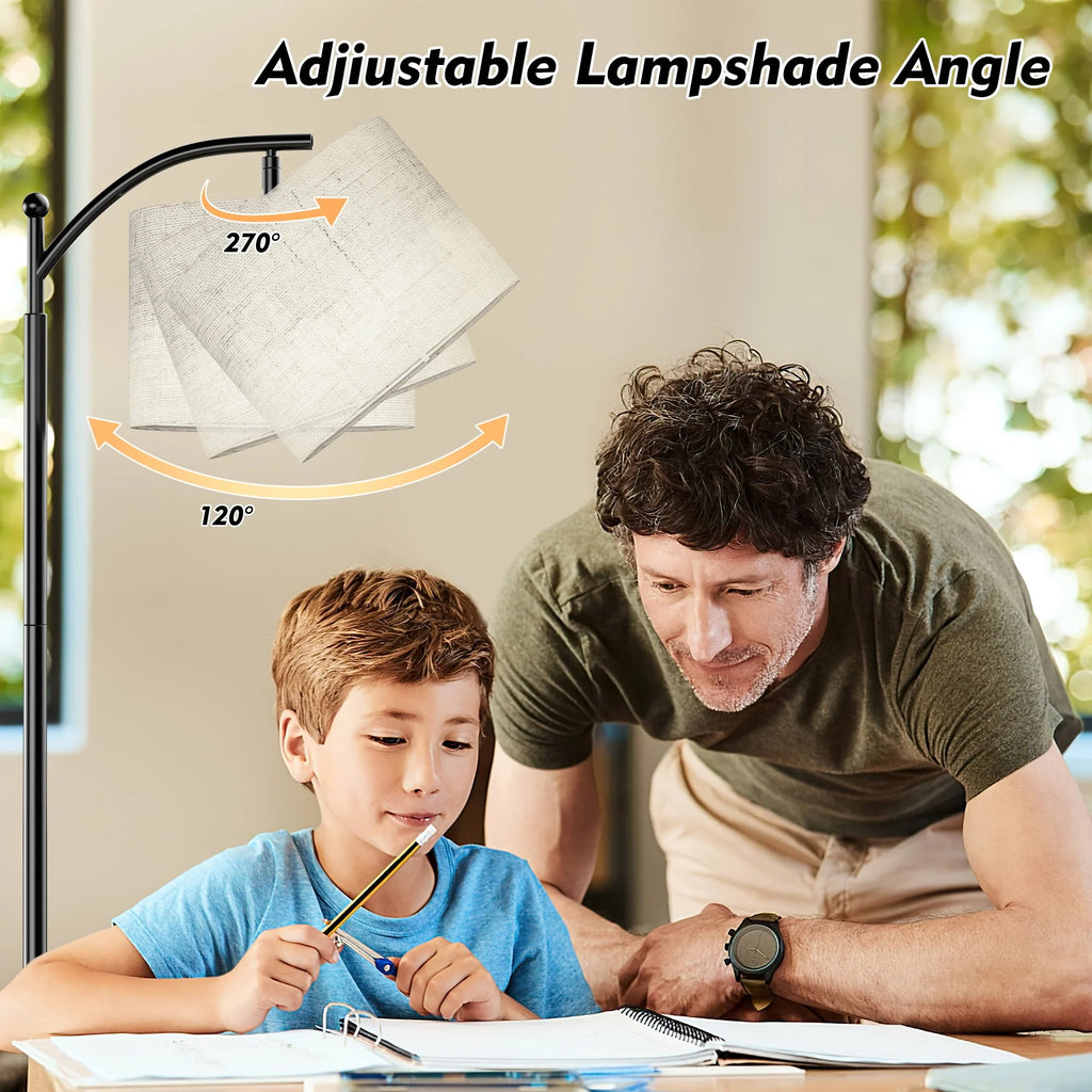 Floor Lamp with 3 Color Temperatures Linen Shade J824
