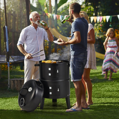 3-in-1 Vertical Charcoal Smoker Grill with 2 Layer V293057