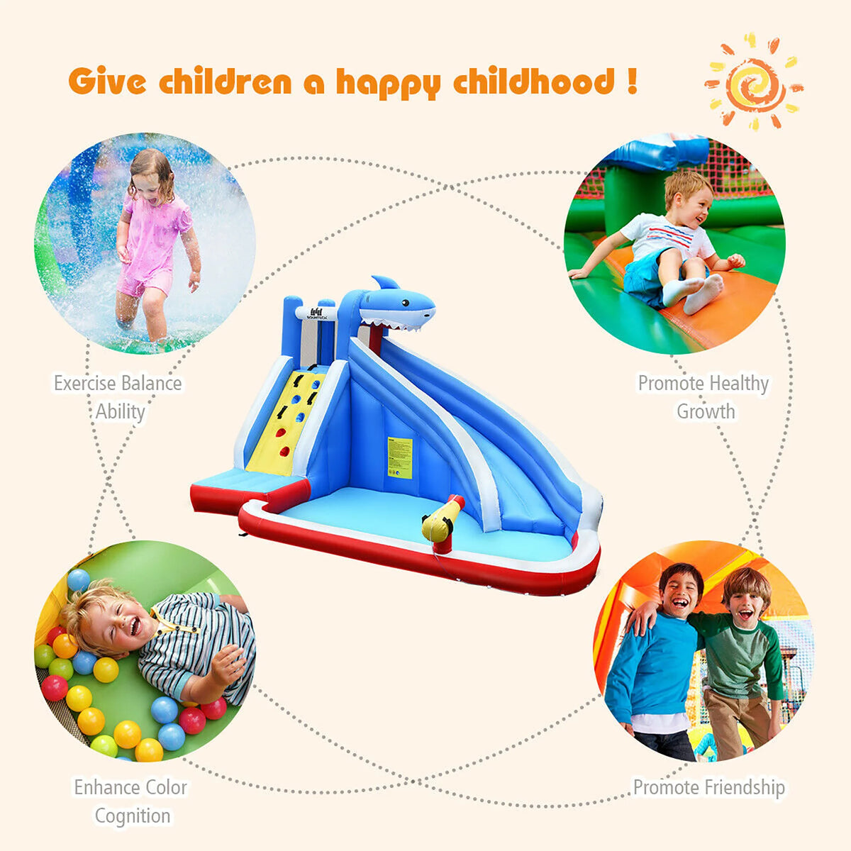 Inflatable Water Slide Bounce House Castle Splash Water Pool J16604