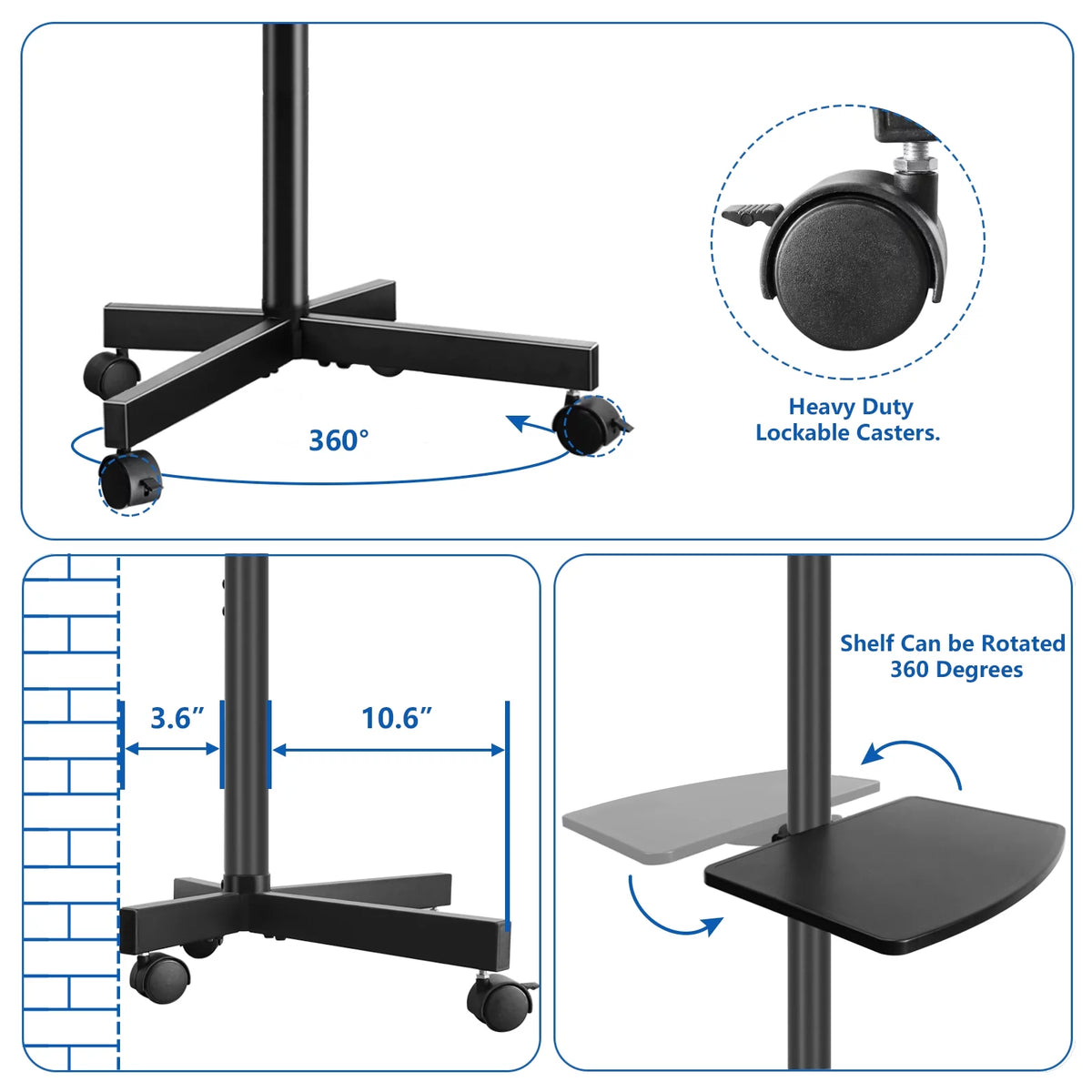 Modern Rolling TV Stand for 32 to 60 inch Flat Panel TVs Z63571