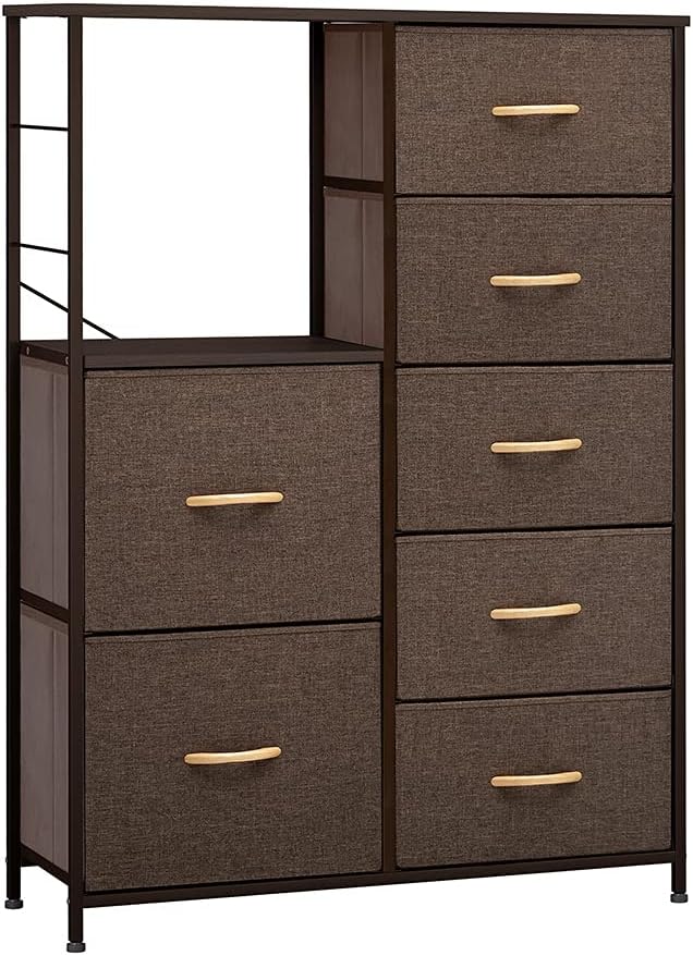 Gray 7 Drawer Fabric Storage Tower X591