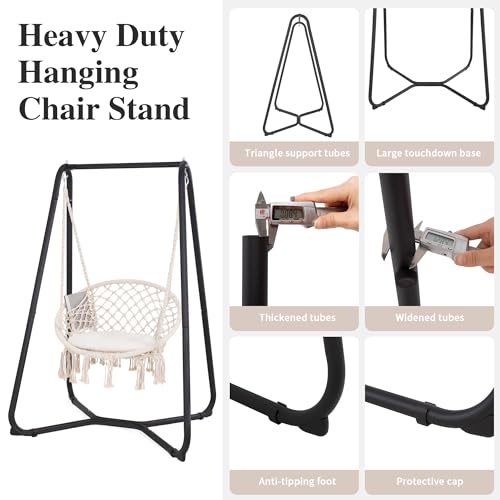 Hammock Chair with Stand, 330 lbs Capacity, Grey U9195